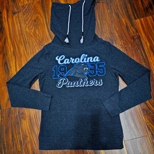 Carolina Panthers Hoodie Women Small Black Pull Over Hooded Sweater Ladies Top